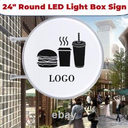Boîte lumineuse LED ronde de 24 pouces double face étanche pour panneau publicitaire en projection