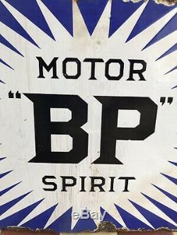 Bp D'origine 1926 Spirit Motor Émail Garage Double Signe Sided Burton London