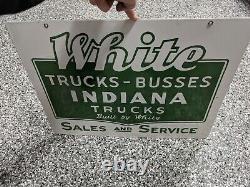 Busse Blanc Truck Indiana Trucks Ventes Signe De Service Porcelaine Rare Double Face