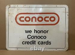 Carte De Crédit Vintage Conoco Signe Nous Honorons L'huile D'essence À Double Face Métal Pièces Pneus