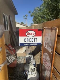 Cartes de crédit Esso originales acceptées, panneau en porcelaine double face