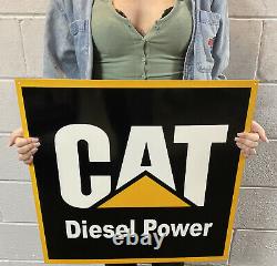 Cat Diesel Power Double Face Métal Enseigne Machinerie Usine De Gazole De L'usine