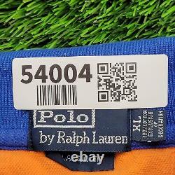 Chemise Polo Ralph-Lauren Polo Vintage M 19x24 Gros Poney Contraste Bleu Orange
