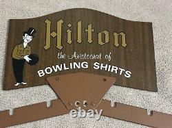Chemise de bowling vintage Hilton, panneau d'affichage publicitaire double face, présentoir pour magasin