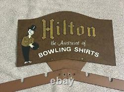 Chemise de bowling vintage Hilton, panneau d'affichage publicitaire double face, présentoir pour magasin
