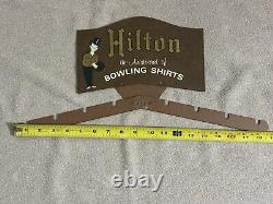 Chemise de bowling vintage Hilton, panneau d'affichage publicitaire double face, présentoir pour magasin