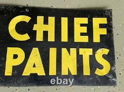 Chief Paints C. 1950-60s Vintage Panneau De Peinture En Métal À Double Face 12 X 28