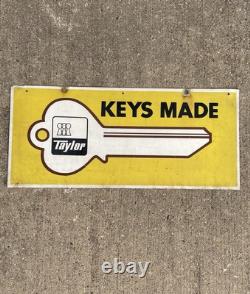 Clé Vintage Taylor Lock Co. Fabriquée, Enseigne de Quincaillerie à Double Face en Métal