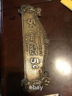 Coca-cola 5 Cent Cash Register Topper Sign Double Sided Ornate