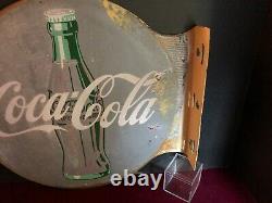 Coca-cola Flange Extérieur Magasin Signe Double Sided Original Patina