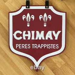 Déplacements De Peres Chimay 27 Panneau Publicitaire De Bière Belge En Porcelaine À Double Face