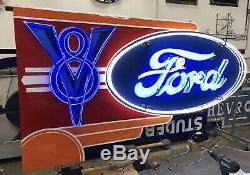 Double Face Ford V8 Neon Sign Concessionnaire 6pi Par 10ft