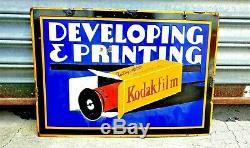 Double Originale Lourde Kodak 1930 Sided Signe Porcelaine