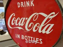 Double Sided Porcelain Coca Cola Lollipop Sign Vtg Retro Soda Publicité
