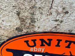 ENSEIGNE EN ÉMAIL EN PORCELAINE DOUBLE FACE 40x20 POUCES UNITED SERVICE MOTORS