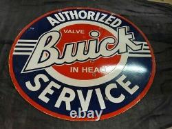 ENSEIGNE EN ÉMAIL PORCELAINE BUICK SERVICE 30x30 POUCES DOUBLE FACE