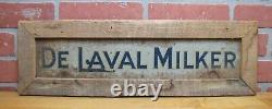 ENSEIGNE EN TÔLE DOUBLE FACE ANCIENNE DE LAVAL MILKER DANS UN CADRE EN BOIS Publicité Agricole
