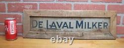 ENSEIGNE EN TÔLE DOUBLE FACE ANCIENNE DE LAVAL MILKER DANS UN CADRE EN BOIS Publicité Agricole