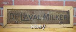 ENSEIGNE EN TÔLE DOUBLE FACE ANCIENNE DE LAVAL MILKER DANS UN CADRE EN BOIS Publicité Agricole