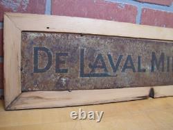 ENSEIGNE EN TÔLE DOUBLE FACE ANCIENNE DE LAVAL MILKER DANS UN CADRE EN BOIS Publicité Agricole