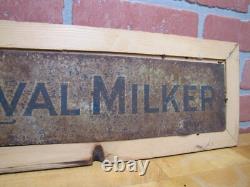 ENSEIGNE EN TÔLE DOUBLE FACE ANCIENNE DE LAVAL MILKER DANS UN CADRE EN BOIS Publicité Agricole