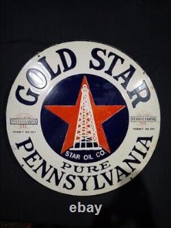 Émail de Pennsylvanie en porcelaine dorée étoile taille 42 x 42 pouces double face