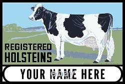 Enregistré Holstein 36 Heavyduty USA Metal Double Sided Clean Signe Personnalisé