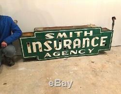 Enseigne Au Néon En Porcelaine 6 Pieds Vintage Original Smith Insurance Double Face