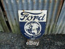 Enseigne Émaillée Originale Vintage Dealers Ford. Double Face. Très Agréable