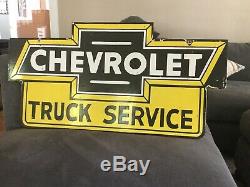 Enseigne En Porcelaine Double Face Vintage Chevrolet Truck