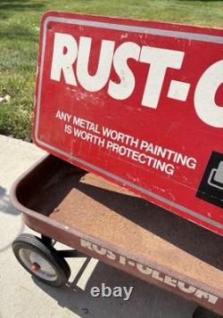 Enseigne de magasin de peinture vintage Rust-Oleum et ensemble d'affichage de chariot double face Rustoleum