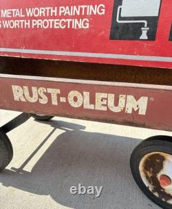 Enseigne de magasin de peinture vintage Rust-Oleum et ensemble d'affichage de chariot double face Rustoleum