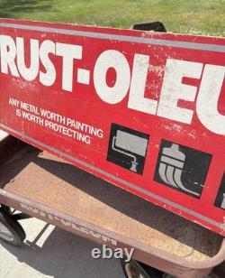 Enseigne de magasin de peinture vintage Rust-Oleum et ensemble d'affichage de chariot double face Rustoleum