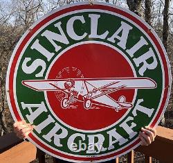 Enseigne de station-service en porcelaine double face vintage Sinclair Aircraft 30