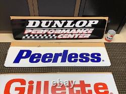 Enseigne double face de présentoir pour pneus Vintage Peerless, Gillette, Dunlop, Road King