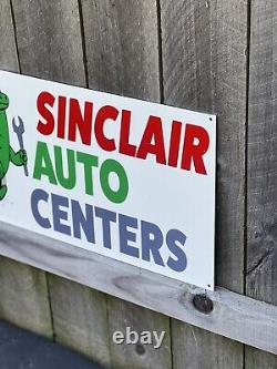 Enseigne double face en métal épais Sinclair de grande taille pour distributeur de gaz et d'huile à la station-service Dino Auto.