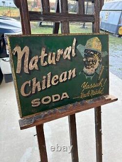 Enseigne en métal à double face Vintage Natural Chilean Soda FARM AG SEED