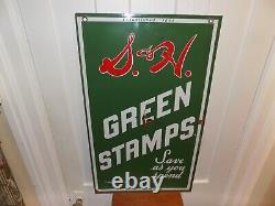 Enseigne en métal double face Vintage 1956 S & H Green Stamp