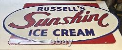 Enseigne en porcelaine double face de la crème glacée Vintage New Orleans Russell's Sunshine