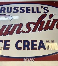 Enseigne en porcelaine double face de la crème glacée Vintage New Orleans Russell's Sunshine