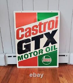 Enseigne publicitaire en aluminium double face pour l'huile moteur Castrol GTX vintage