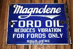 'Enseigne publicitaire en porcelaine à double face Vintage Magnolene Ford Motor Oil'