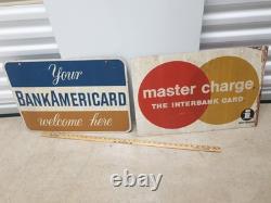 Ensemble Vtg Panneau Double Face de Carte de Crédit BankAmericard Gas Master Charge des Années 1960