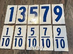 Ensemble complet de chiffres de prix de station-service, enseigne en porcelaine double face.
