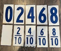 Ensemble complet de chiffres de prix de station-service, enseigne en porcelaine double face.
