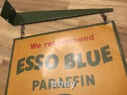 Esso Bleu Paraffine Panneau Publicitaire Double Face 1950s Rare