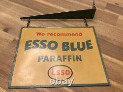 Esso Bleu Paraffine Panneau Publicitaire Double Face 1950s Rare