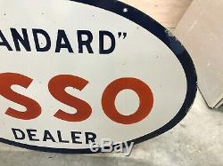 Esso Essence Large, Heavy Bilaterale Signe Concessionnaire Porcelaine, (36x 24) Nice
