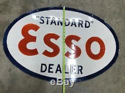 Esso Essence Large, Heavy Bilaterale Signe Concessionnaire Porcelaine, (36x 24) Nice