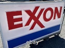 Exxon Station D'essence Énorme Panneau Lumineux Double Côté Emboîté 8' X55x12